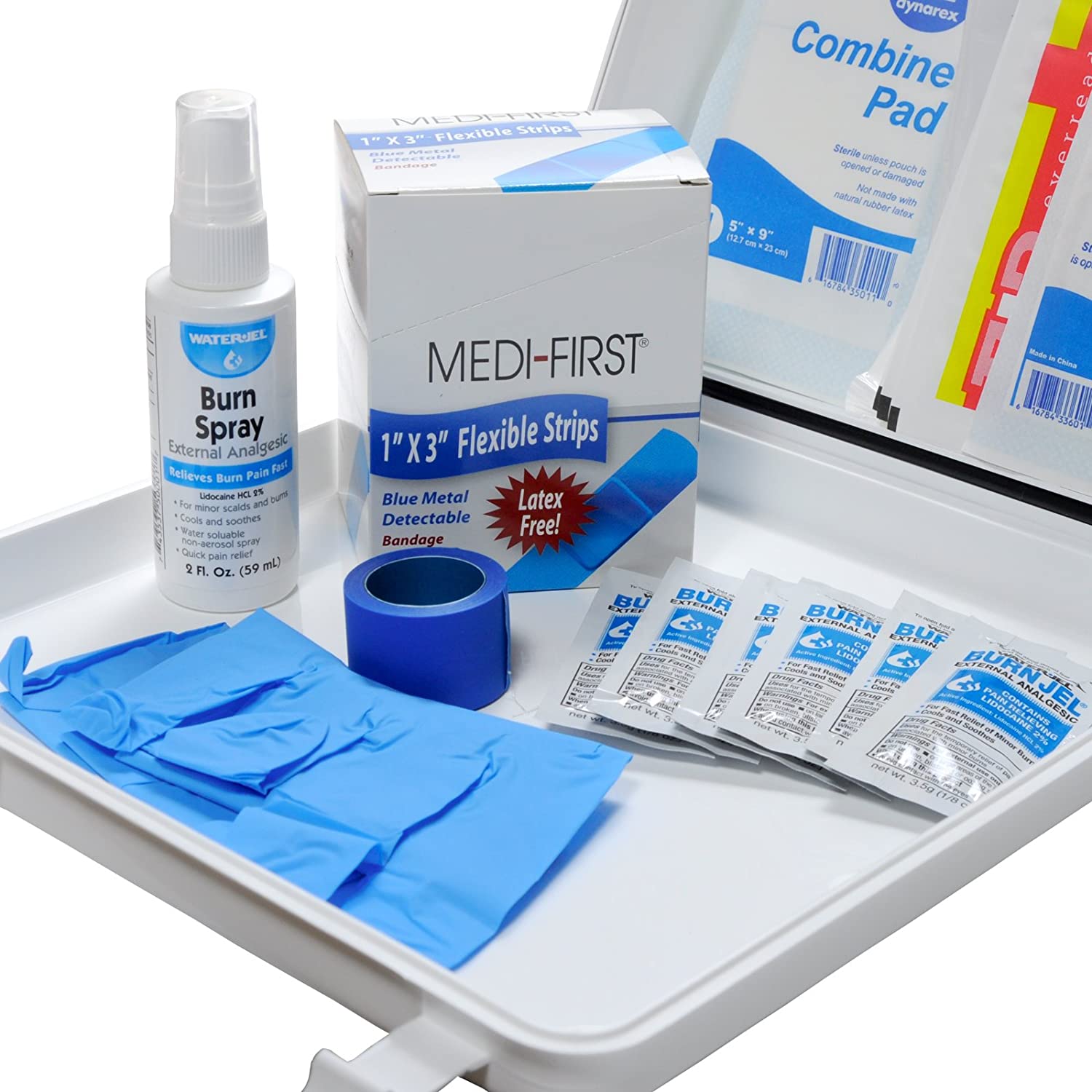 OSHA Class A Restaurant First Aid Kit with Blue Bandages Plastic Box by MFASCO
