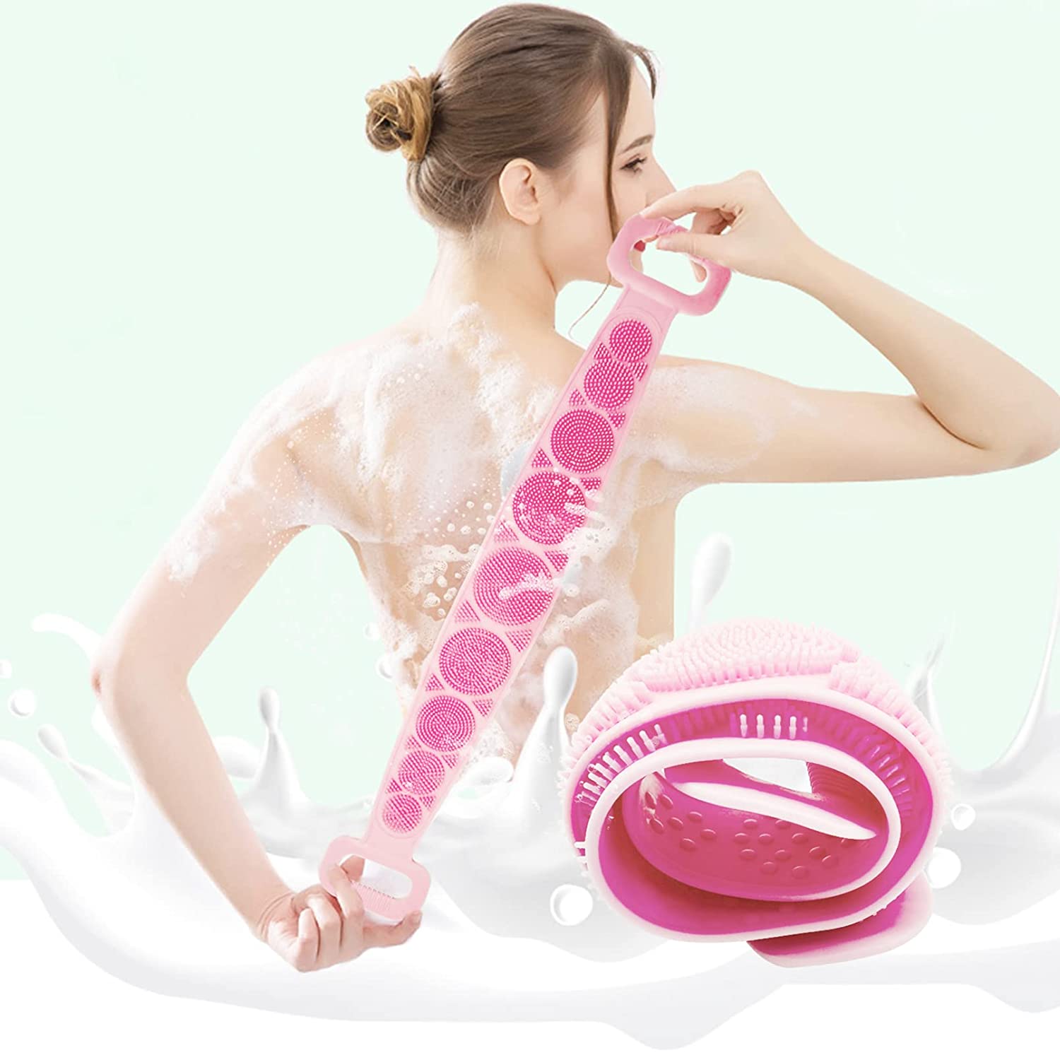 Silicone Bath Body Brush, Silicone Back Scrubber for Shower, Double Sided Back Washer for Shower, De