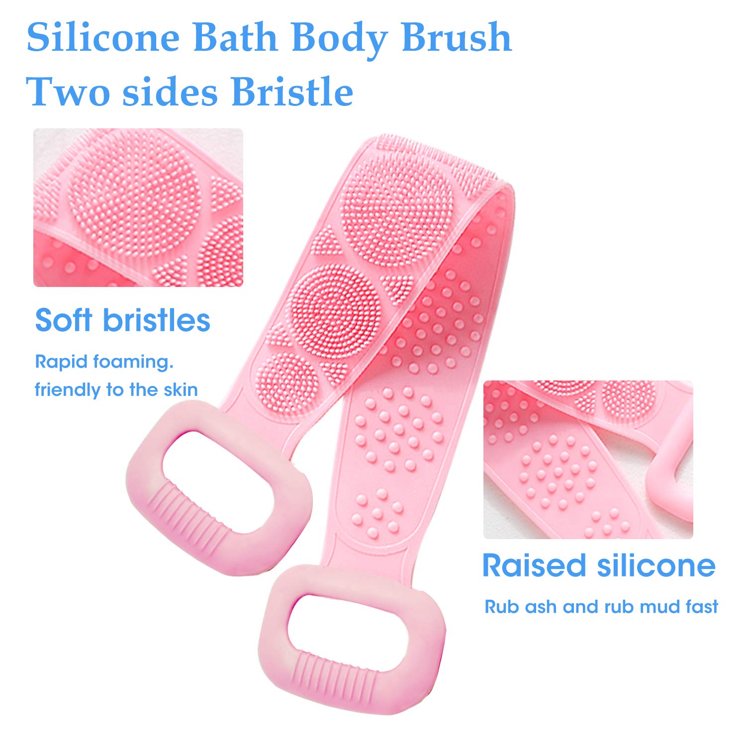 Silicone Bath Body Brush, Silicone Back Scrubber for Shower, Double Sided Back Washer for Shower, De