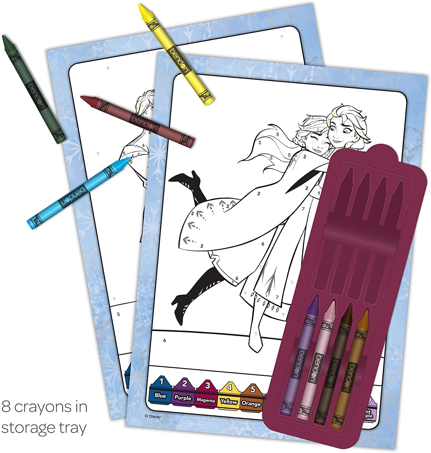 Disney Frozen 2 Elsa 32-Page Color by Number Activity Book with 8 Crayons 45824 Bendon