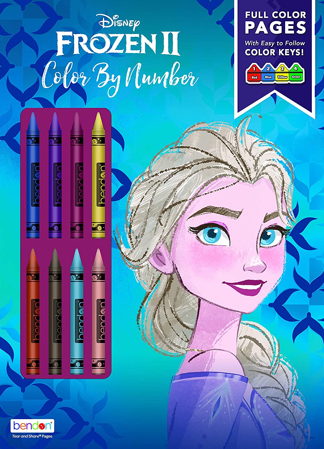 Disney Frozen 2 Elsa 32-Page Color by Number Activity Book with 8 Crayons 45824 Bendon