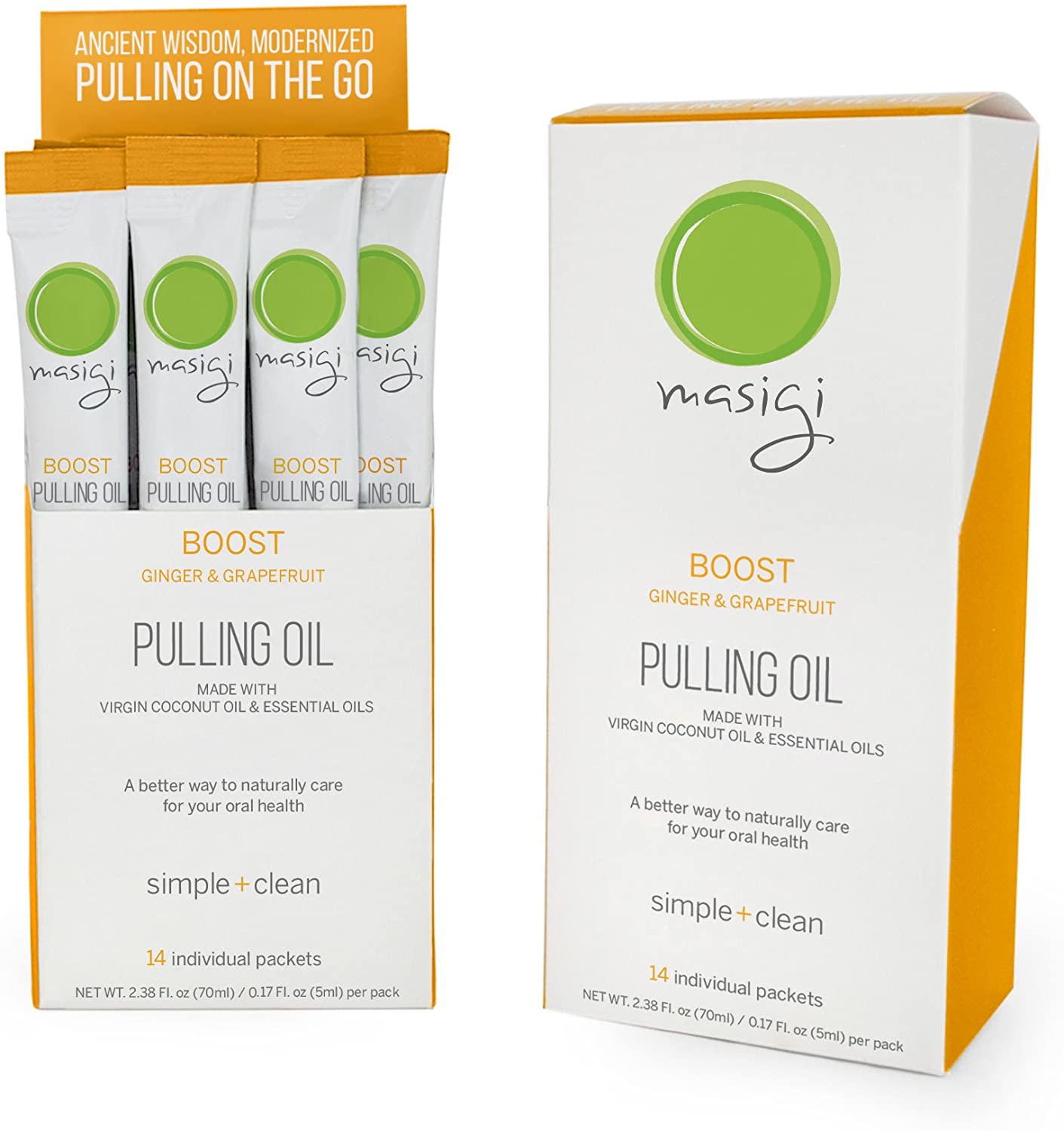 Masigi Activated Charcoal & Boost Coconut Oil Pulling Mouthwash Bundle