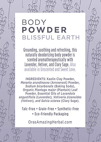 Talc Free Powder and Body Oil, Lavender Bath Set, After Shower Oil and Powder, Blissful Earth Scent 