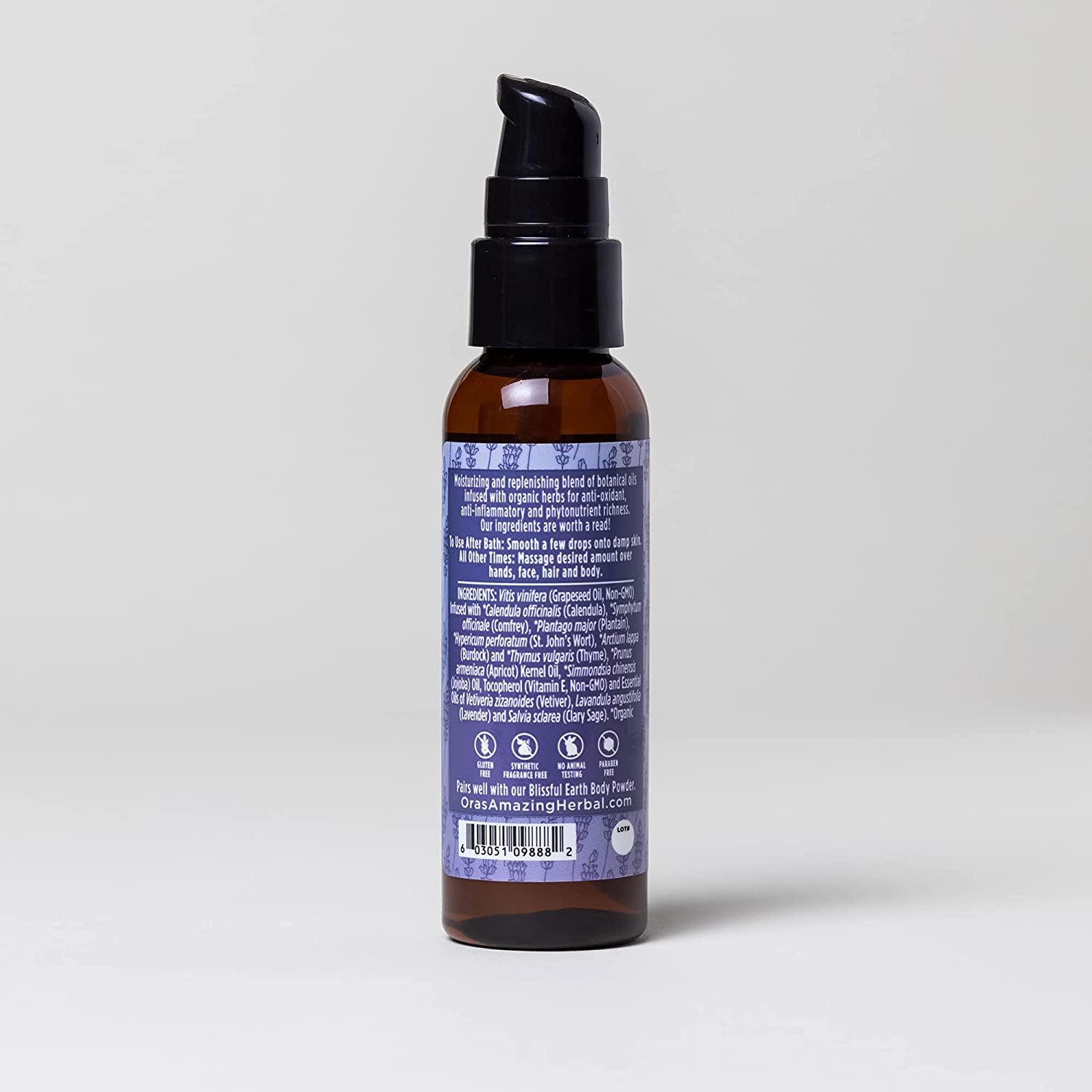 Talc Free Powder and Body Oil, Lavender Bath Set, After Shower Oil and Powder, Blissful Earth Scent 