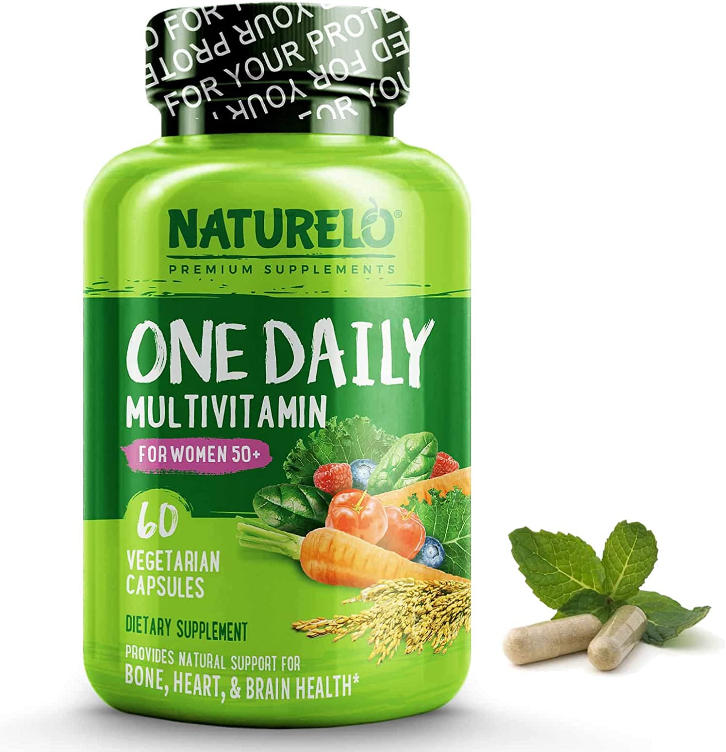 NATURELO One Daily Multivitamin for Women 50+ (Iron Free) - Menopause Support for Women Over 50 - Wh