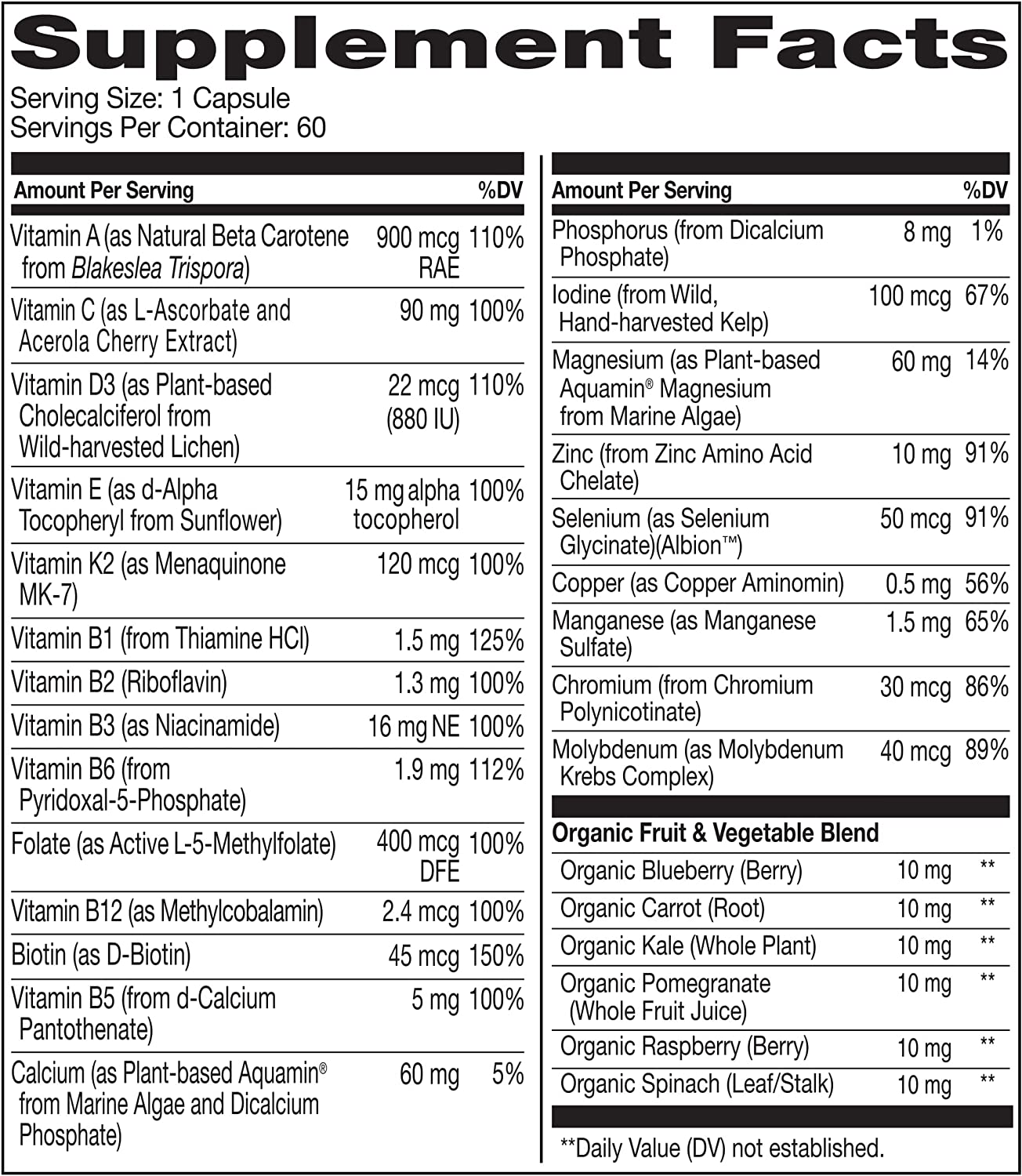 NATURELO One Daily Multivitamin for Women 50+ (Iron Free) - Menopause Support for Women Over 50 - Wh
