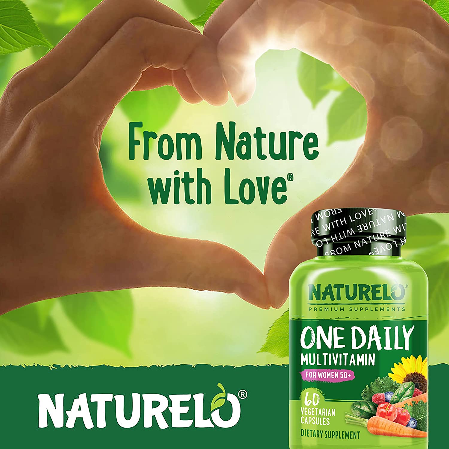 NATURELO One Daily Multivitamin for Women 50+ (Iron Free) - Menopause Support for Women Over 50 - Wh
