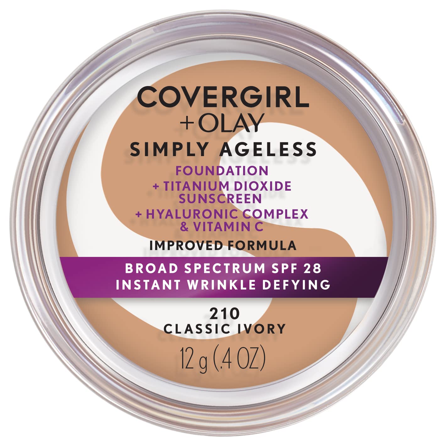 COVERGIRL+OLAY Simply Ageless Instant Wrinkle-Defying Foundation, 210 Classic Ivory, 0.44 Fl Oz (Pac