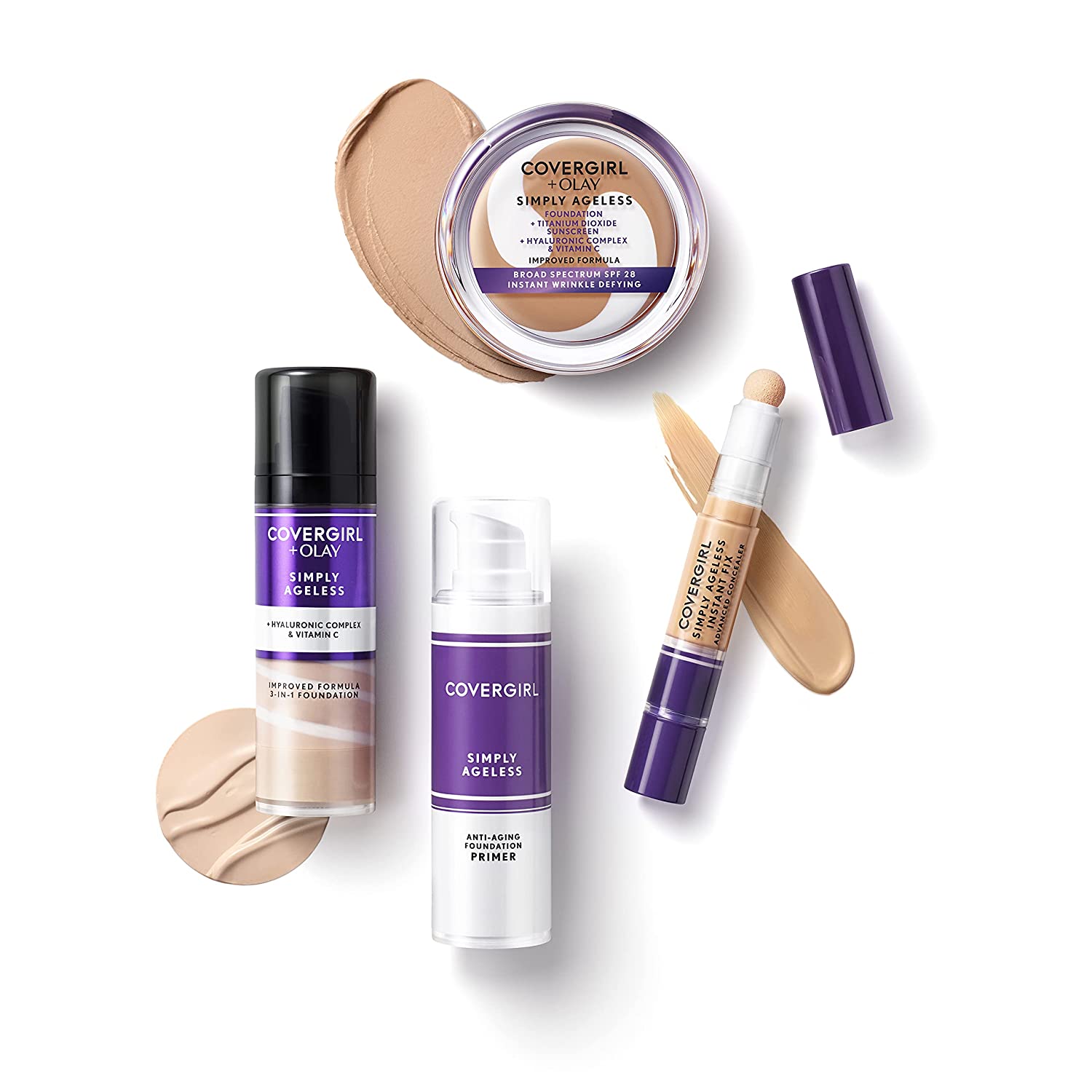 COVERGIRL+OLAY Simply Ageless Instant Wrinkle-Defying Foundation, 210 Classic Ivory, 0.44 Fl Oz (Pac