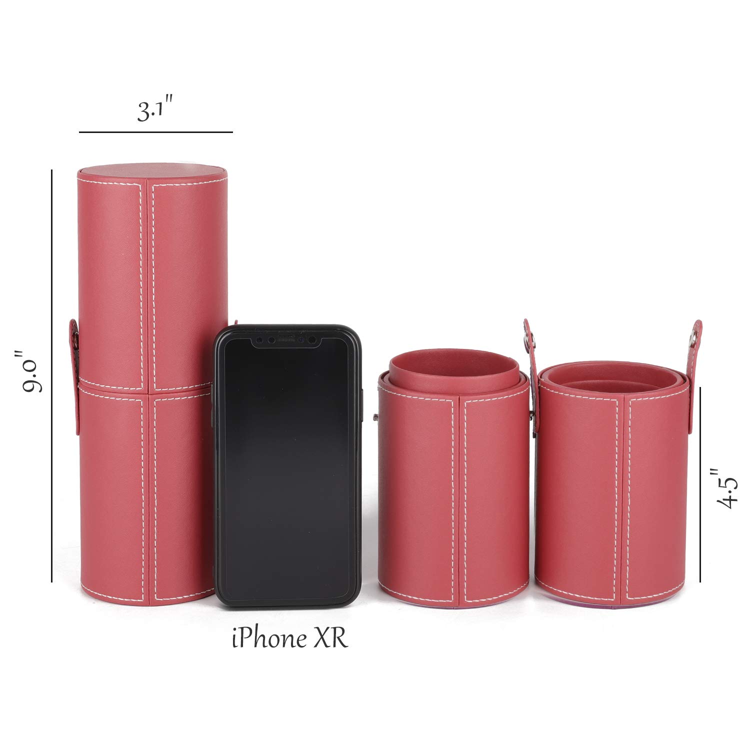 Makeup Brush Holder Travel Brushes Case Bag Cup Storage Dustproof for Women and Girls (Red)