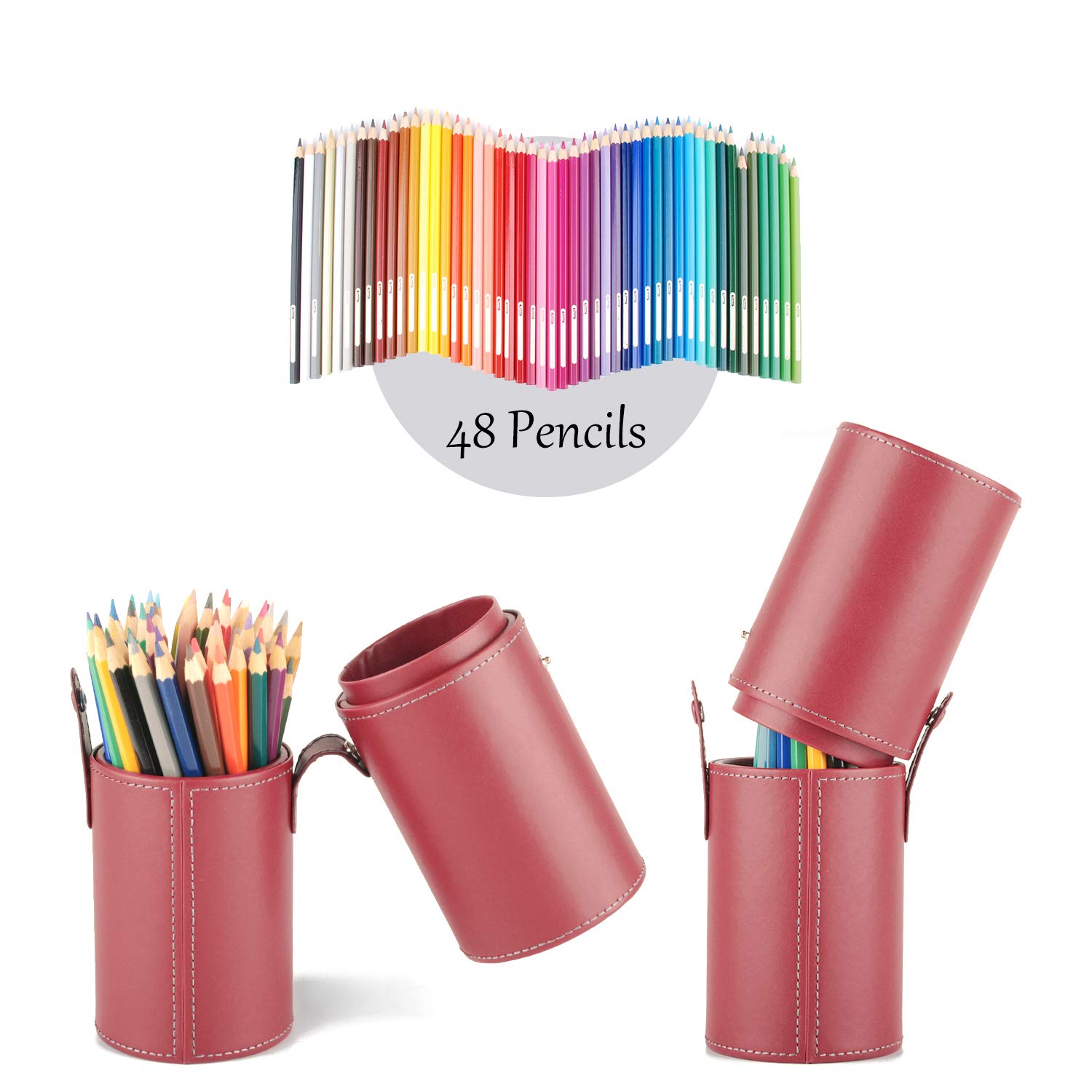 Makeup Brush Holder Travel Brushes Case Bag Cup Storage Dustproof for Women and Girls (Red)