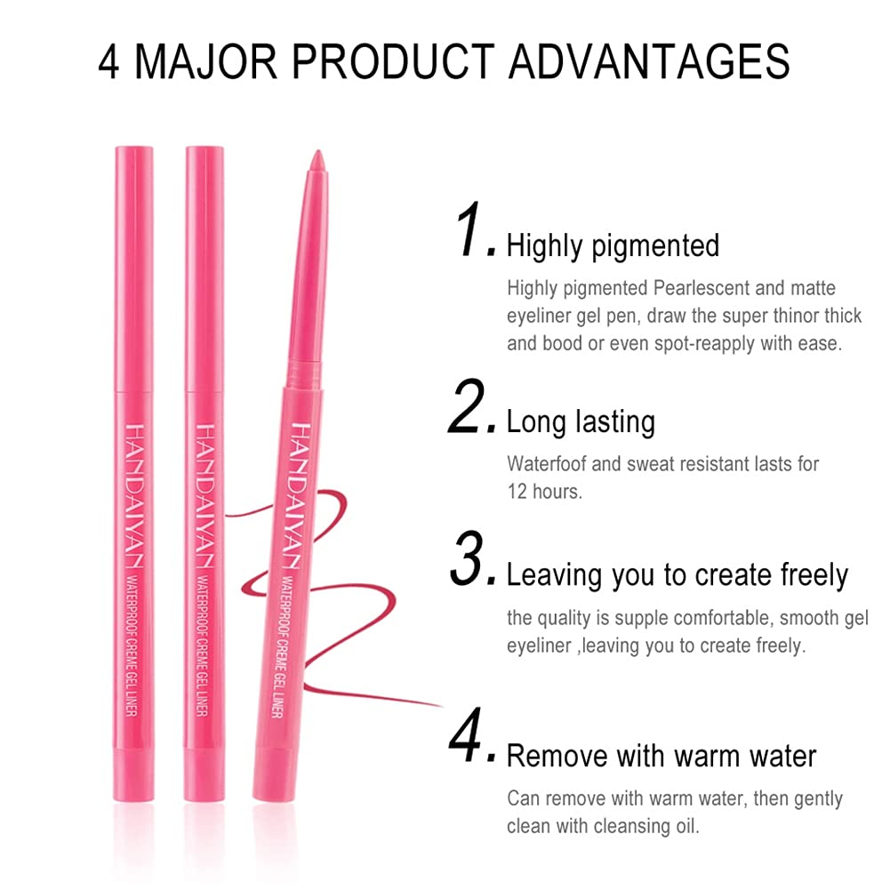 Maes Coloured Eyeliner Pencil Set, Ultra-fine Matte Shimmer Liners,Long Lasting Waterproof Creamy Ge