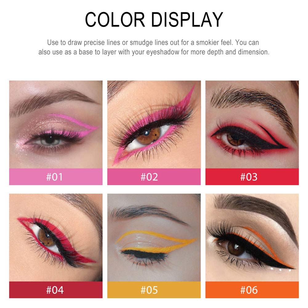 Maes Coloured Eyeliner Pencil Set, Ultra-fine Matte Shimmer Liners,Long Lasting Waterproof Creamy Ge