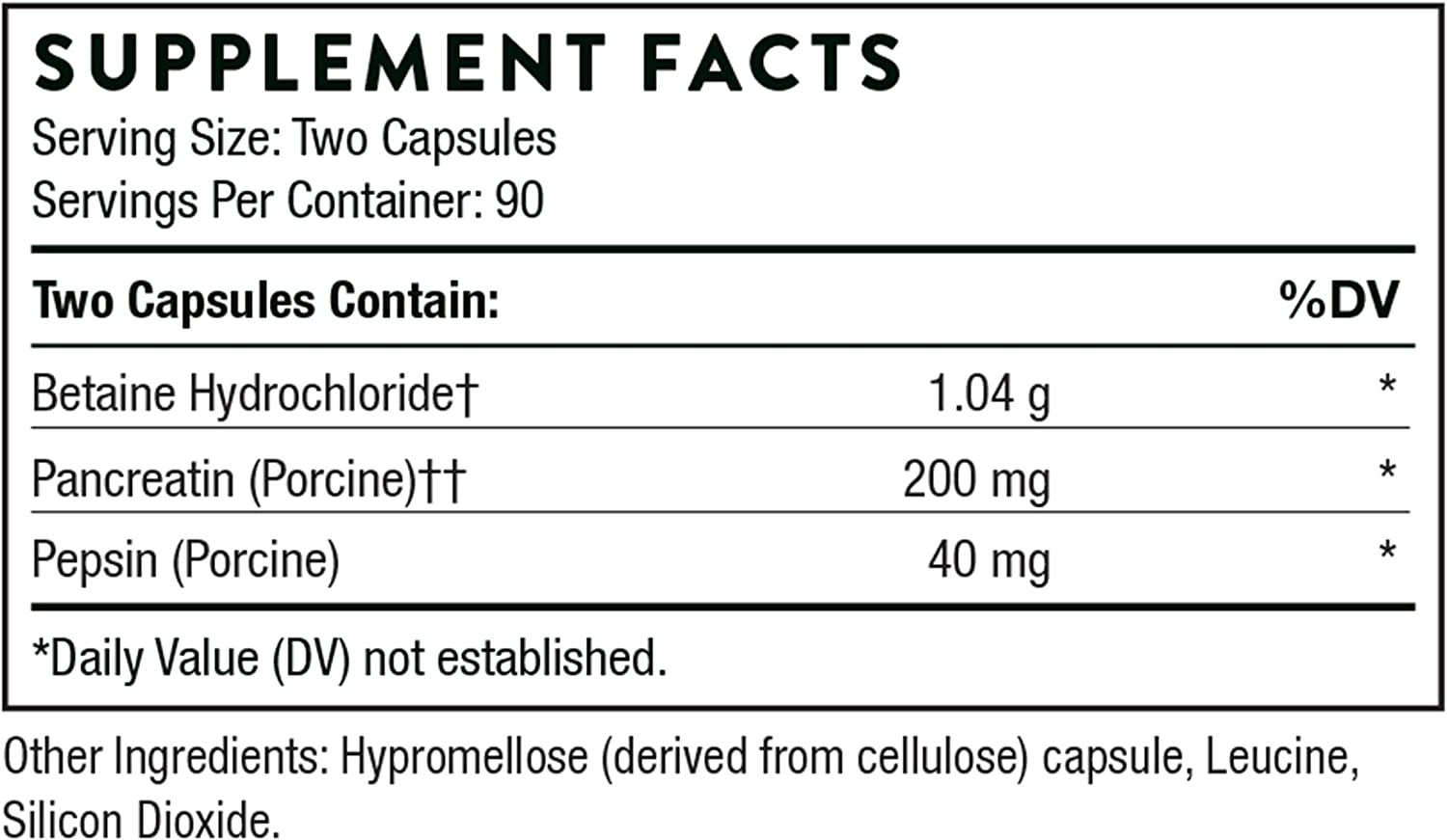 Thorne B.P.P. - Betaine, Pepsin, Pancreatin - Comprehensive Blend of Digestive Enzymes - to Support 