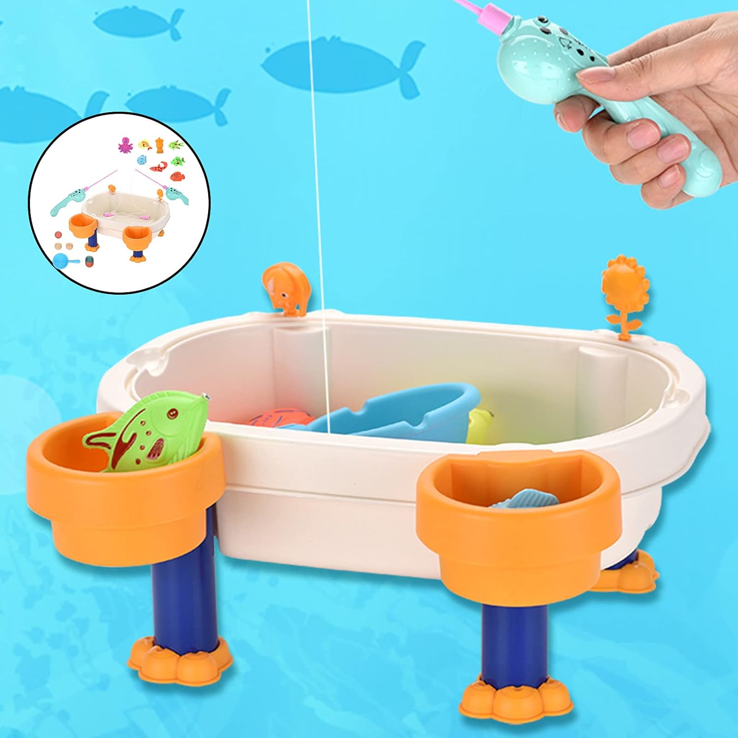 Yiju Funny Fishing Table Toys Colourful Magnetic Fish Plate Board Game Playing Table Early Education