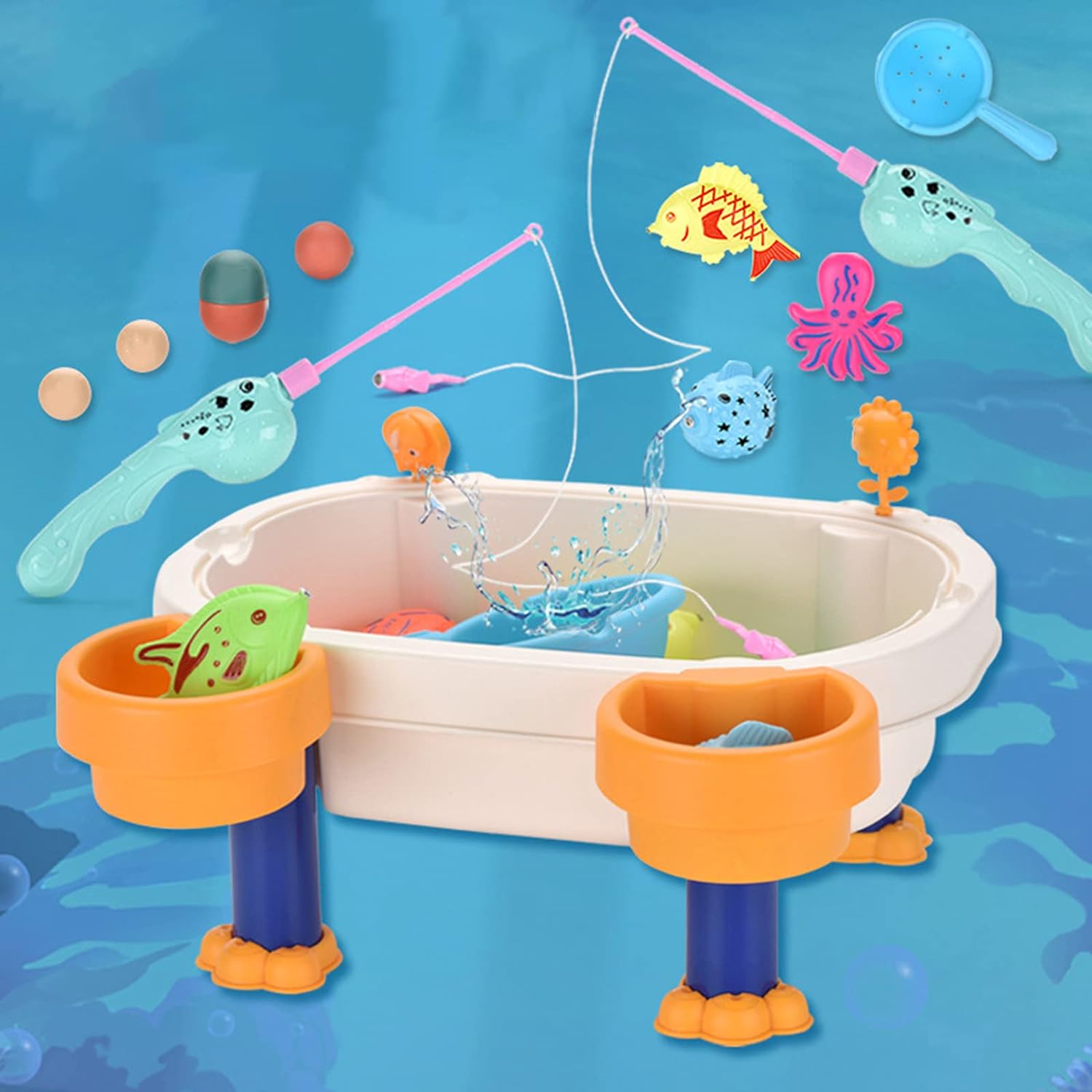 Yiju Funny Fishing Table Toys Colourful Magnetic Fish Plate Board Game Playing Table Early Education