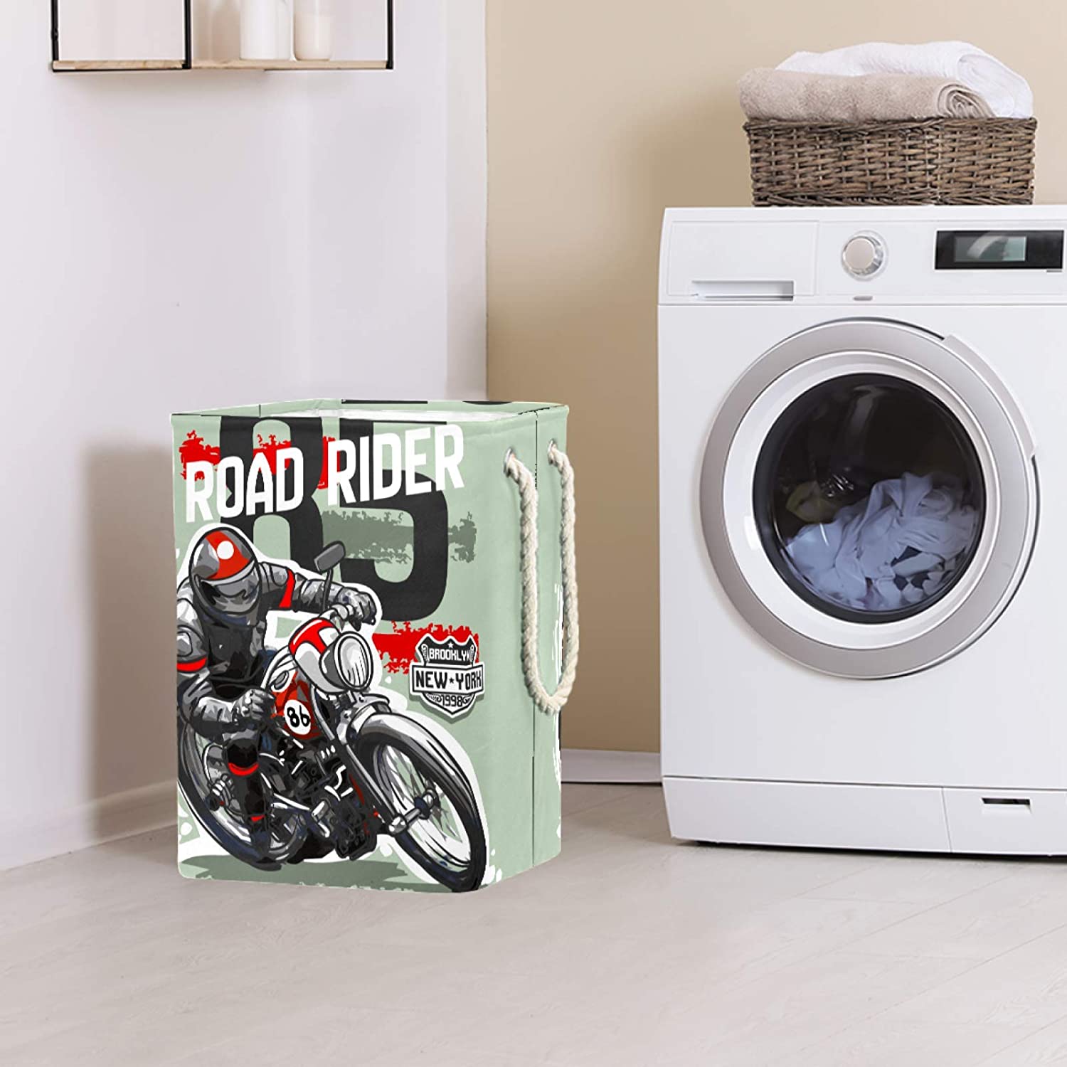 delayer Motorcycle Rider Collapsible Laundry Basket with Detachable Brackets Organizer Basket for To