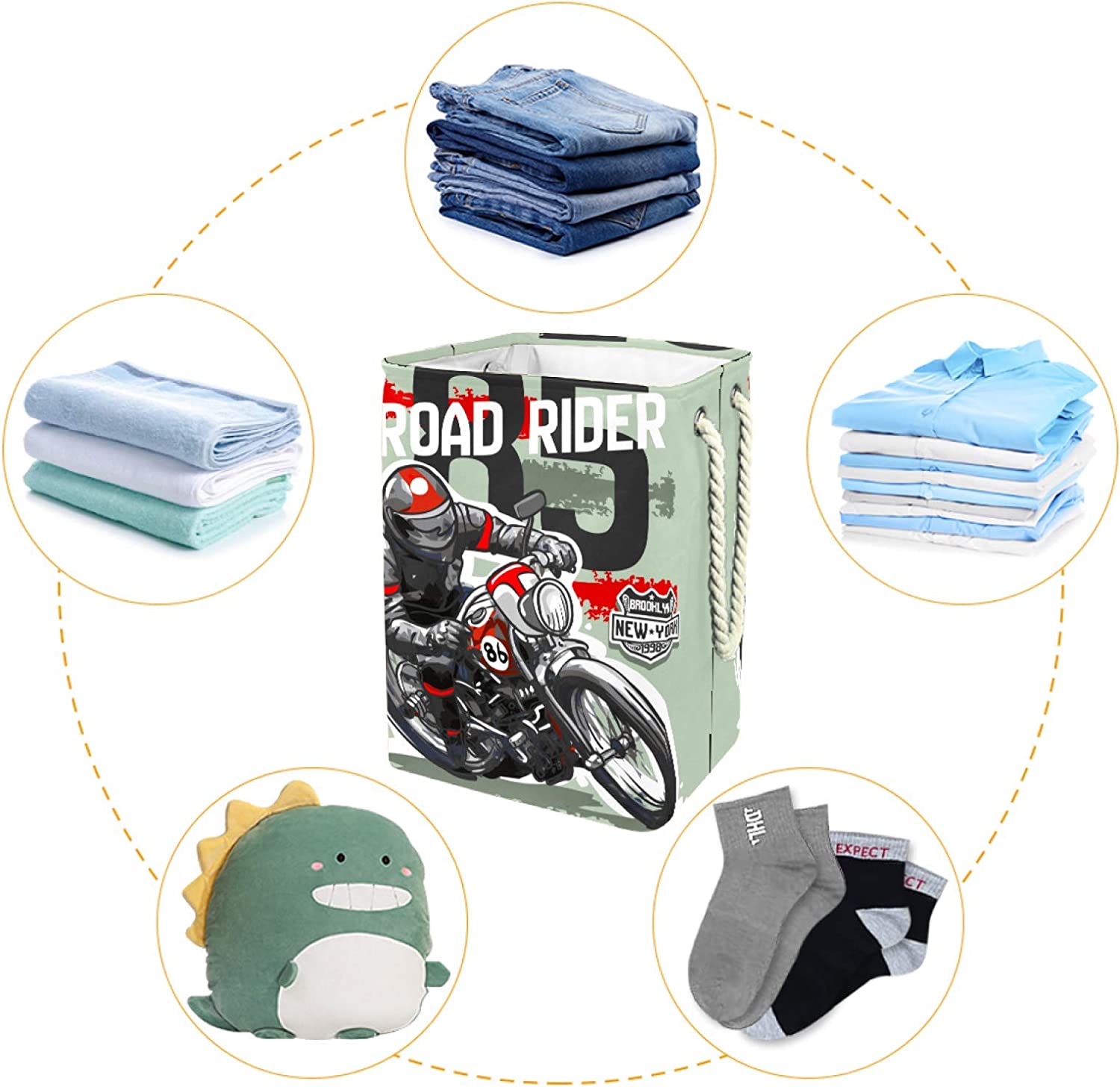 delayer Motorcycle Rider Collapsible Laundry Basket with Detachable Brackets Organizer Basket for To