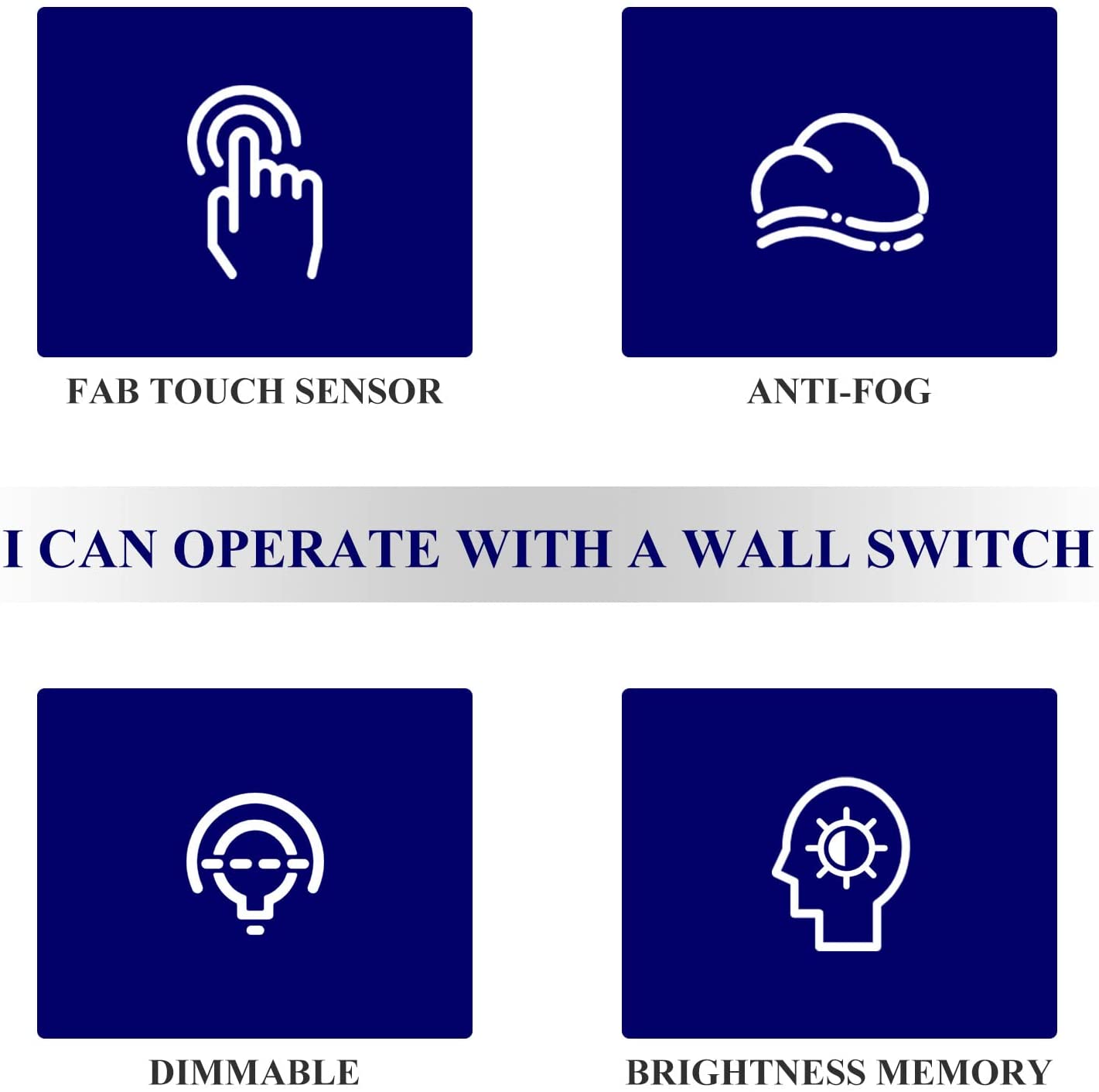 Esforme 32x24 inch LED Bathroom Mirror Anti-Fog Dimmable Memory Function Makeup Wall Mounted 6000K P
