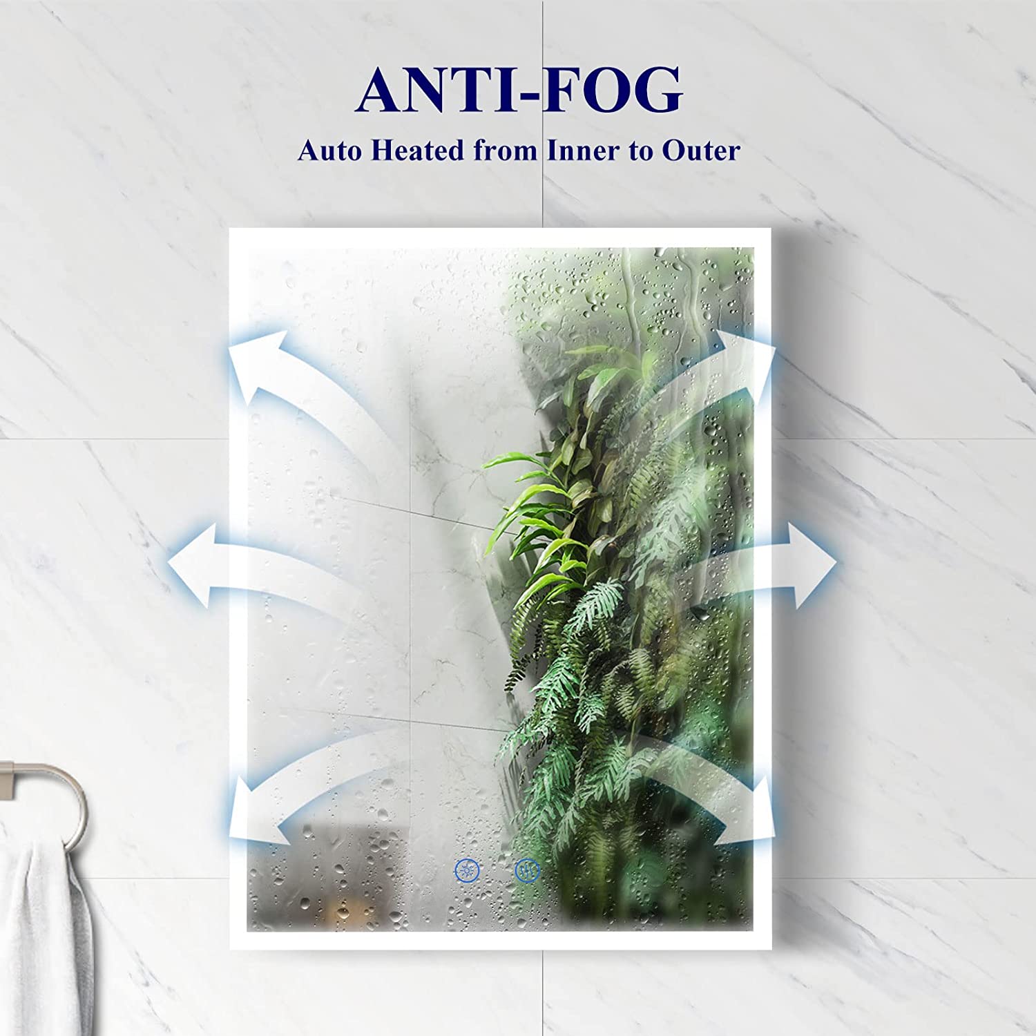 Esforme 32x24 inch LED Bathroom Mirror Anti-Fog Dimmable Memory Function Makeup Wall Mounted 6000K P