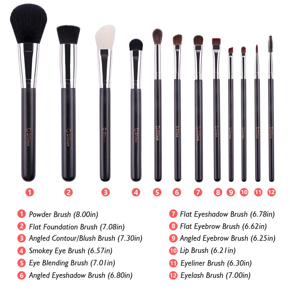 DUcare Makeup Brush Set with Case,Premium Synthetic Makeup Brushes 12 Piece Hairs Kabuki Foundation 