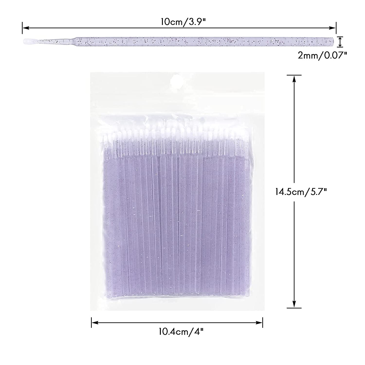 400PCS Crystal Micro Brush Applicator Disposable Micro Cotton Swabs for Eyelash Extensions Makeup Cl