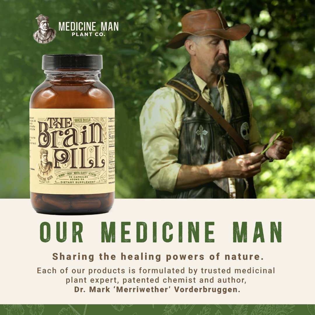 Medicine Man Plant Co. - The Brain Pill – Mental Energy, Memory, Focus, Motivation - Lions Mane, G