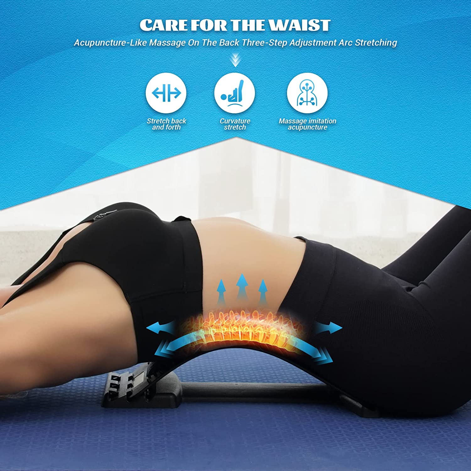 Back Stretcher, Lumbar Back Cracker Board Pain Relief Device, Back