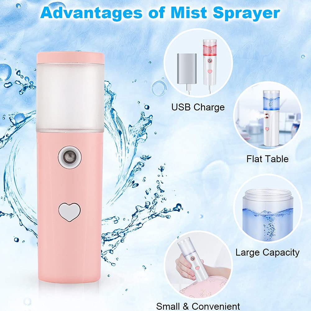 Face Mist Steamer Handy Mini Mister 27ml Facial Handy Sprayer Hydrating Mister USB Rechargeable for 
