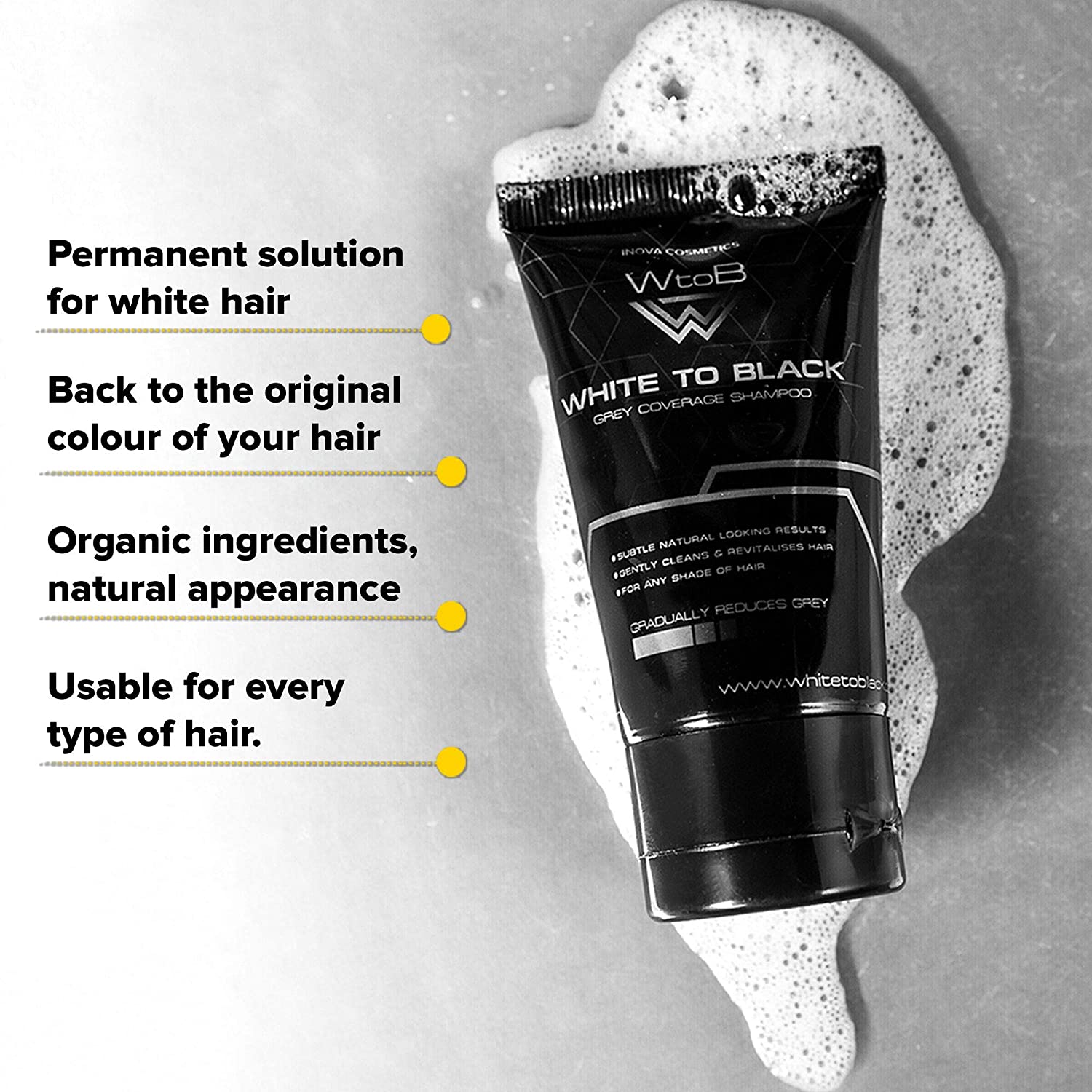 White to Black, Grey Coverage Shampoo, 50 ml(Pack of 1)