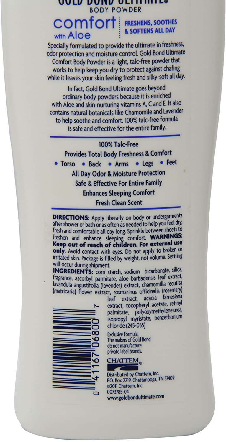 Gold Bond Ultimate Comfort Body Powder, Aloe & Chamomile 10-Ounce Bottles (Pack of 4)