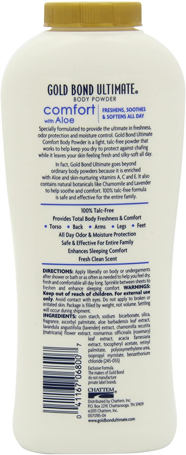 Gold Bond Ultimate Comfort Body Powder, Aloe & Chamomile 10-Ounce Bottles (Pack of 4)