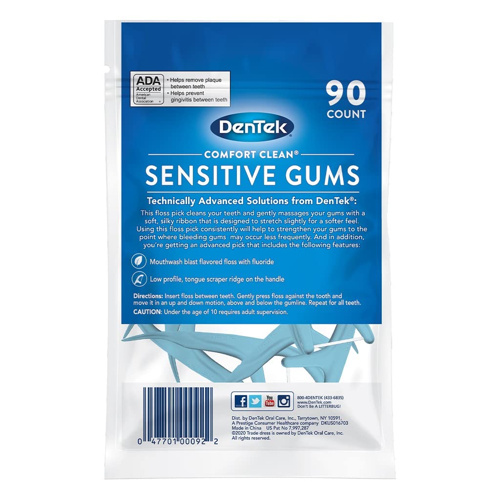DenTek Comfort Clean Sensitive Gums Floss Picks, Soft & Silky Ribbon