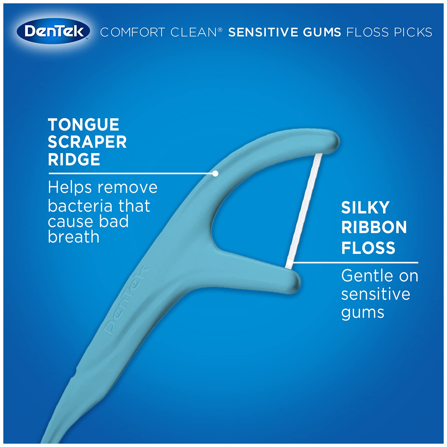 DenTek Comfort Clean Sensitive Gums Floss Picks, Soft & Silky Ribbon, 90 Count
