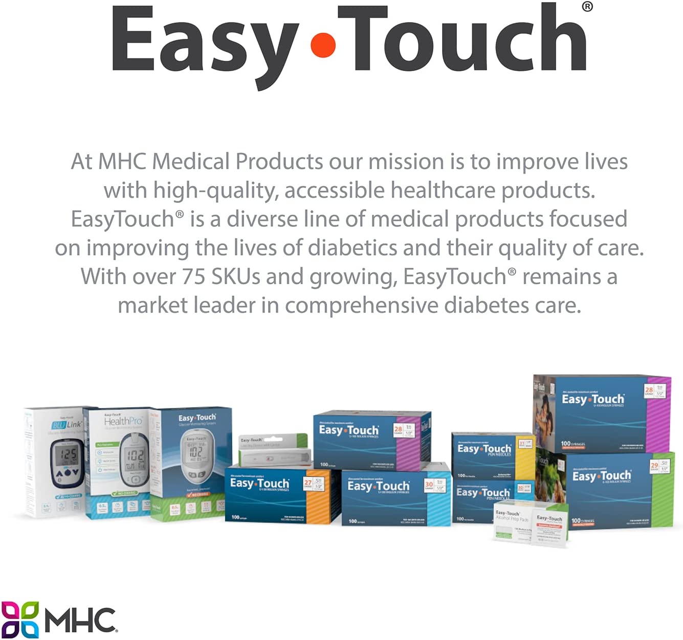 EasyTouch U-100 Insulin Syringe with Needle, 30G 1cc 1/2-Inch (12.7mm), Box of 100