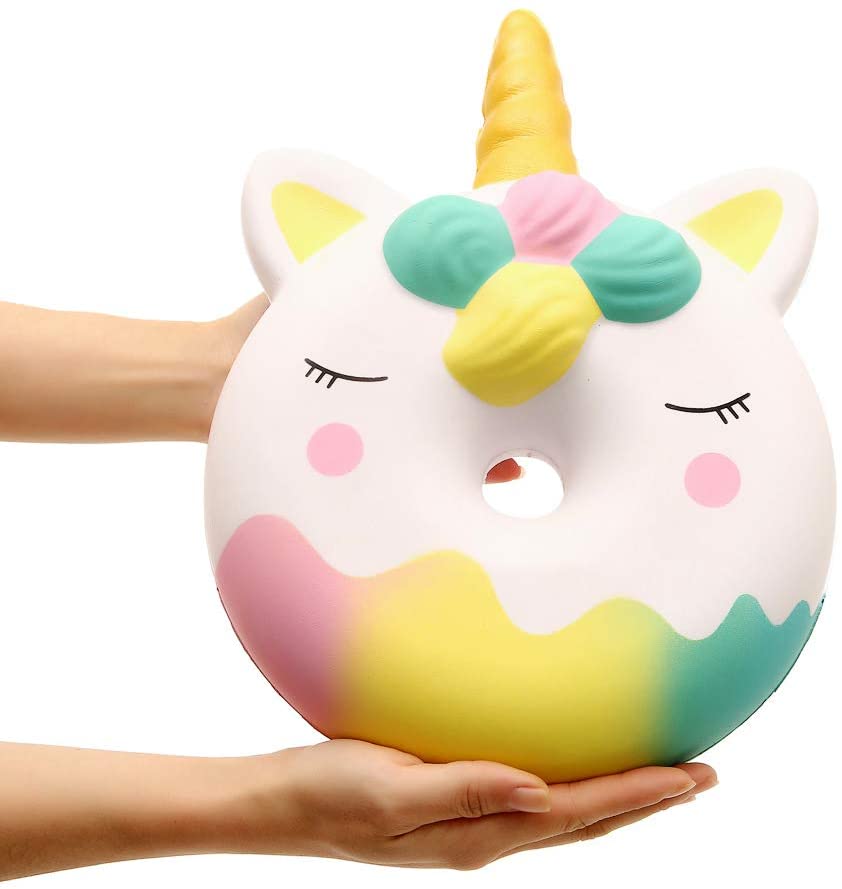 Anboor 13 Inches Squishies Jumbo Unicorn Donut Kawaii Soft Slow Rising Scented Giant Doughnut Squish