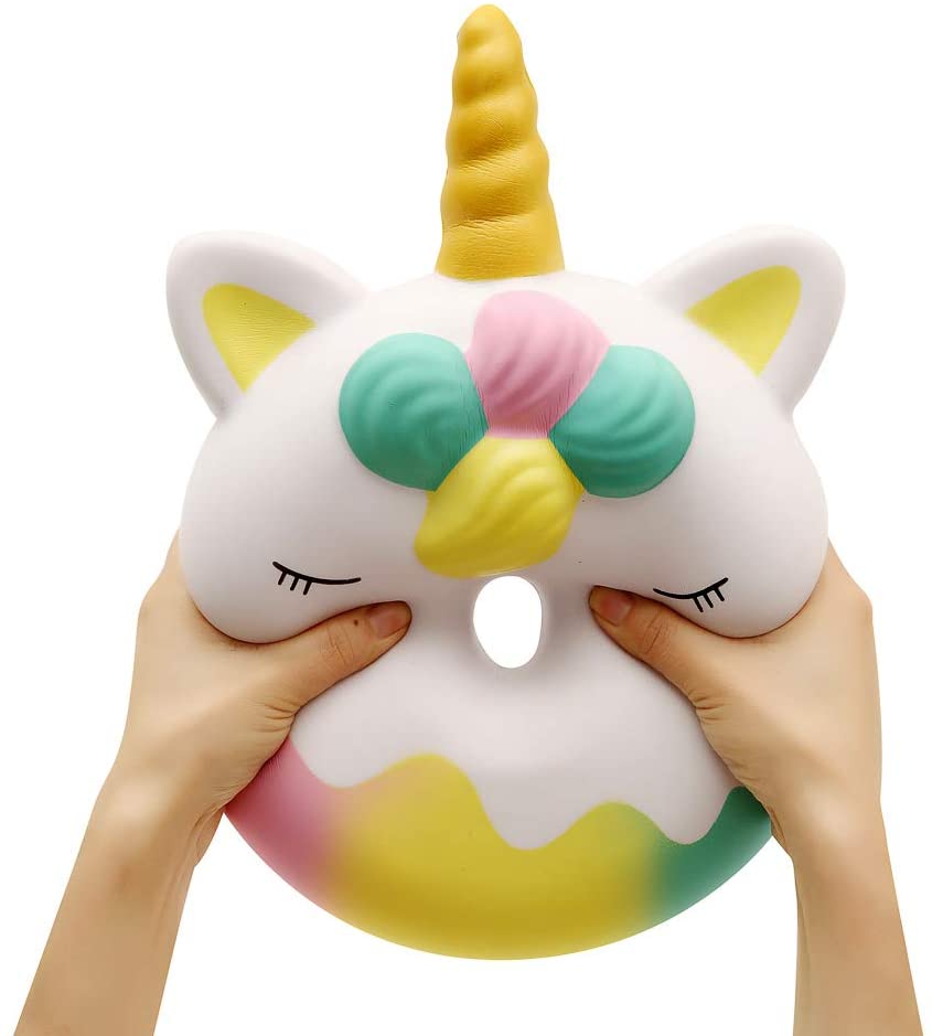 Anboor 13 Inches Squishies Jumbo Unicorn Donut Kawaii Soft Slow Rising Scented Giant Doughnut Squish