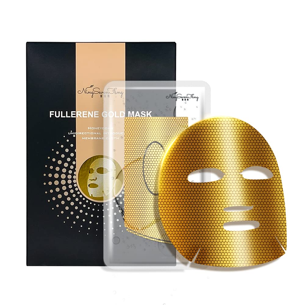 NING SEVEN FANG 24K Gold Gel Collagen Facial Masks -Fullerene Honeycomb Inner Outer Double with Mois