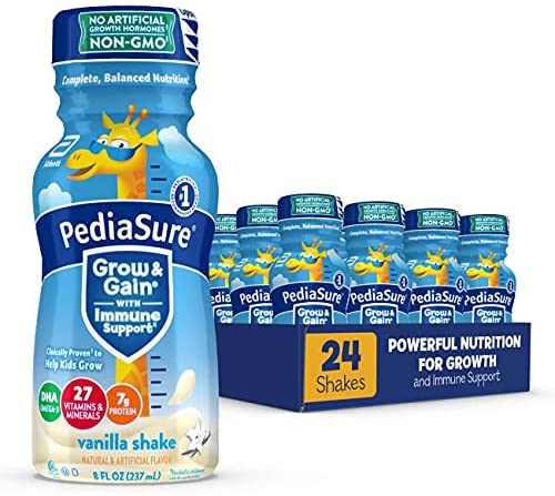 Pediasure Grow & Gain Kids Nutritional Shake, with Protein, DHA, & Vitamins & Minerals, Vanilla, 8 F