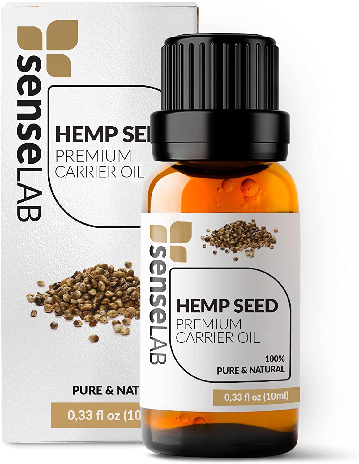 SenseLAB Hemp Seed Oil - 100% Pure Extract Hemp Seed Cold Pressed Carrier Oil Therapeutic Grade - Mo