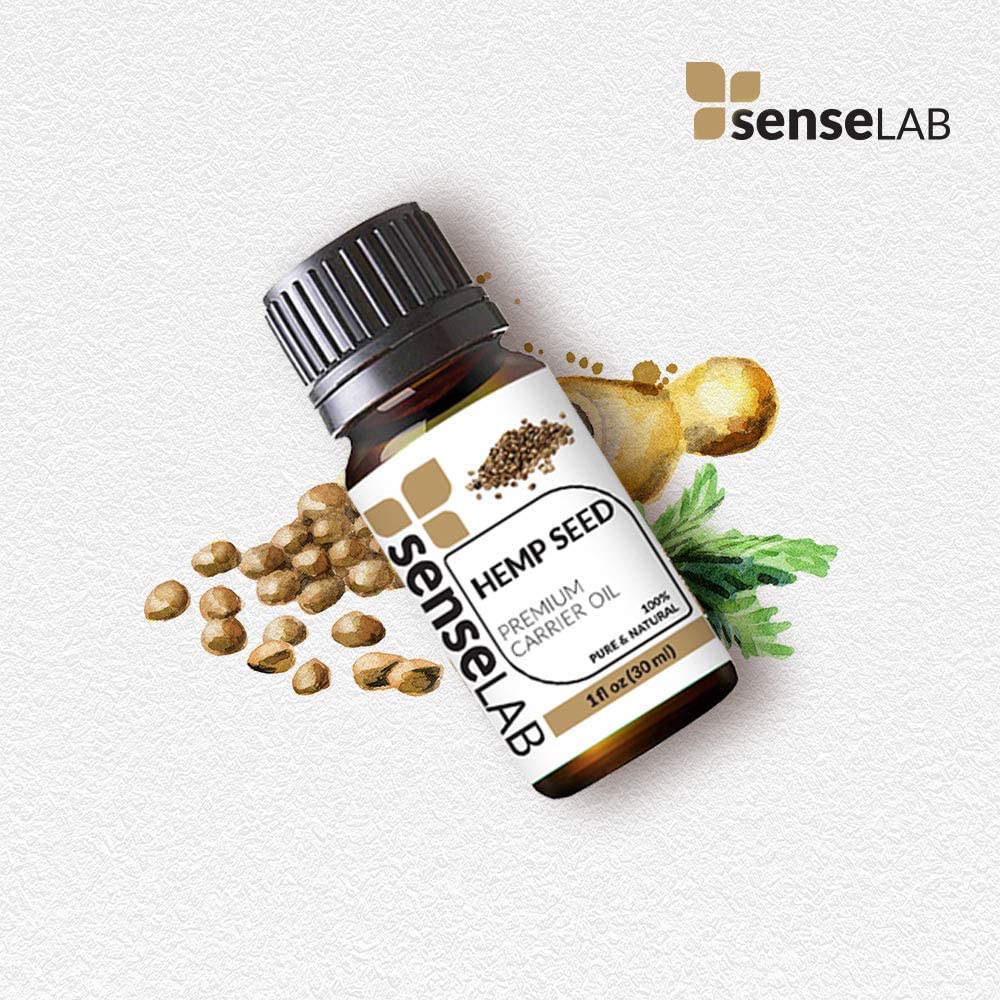 SenseLAB Hemp Seed Oil - 100% Pure Extract Hemp Seed Cold Pressed Carrier Oil Therapeutic Grade - Mo