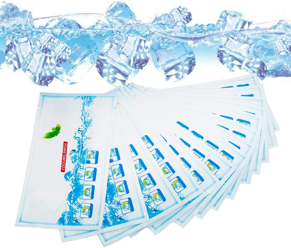 Lolicute 15pcs Cooling Gel Patch,Cooling Gel Fever Cooling Patch,Cooling Forehead Gel Patch,Headache