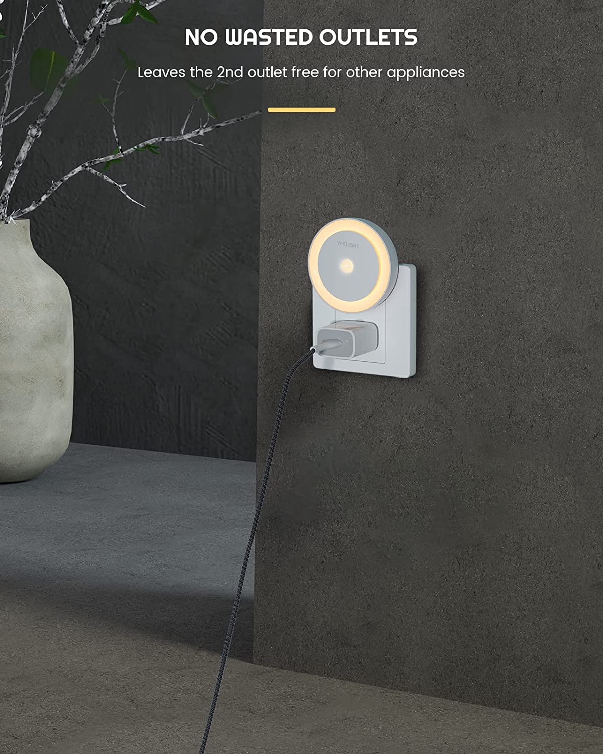 YEELIGHT Motion Sensor Night Light, Plug in Night Light for Kids with Dusk to Dawn Sensor, Auto On &