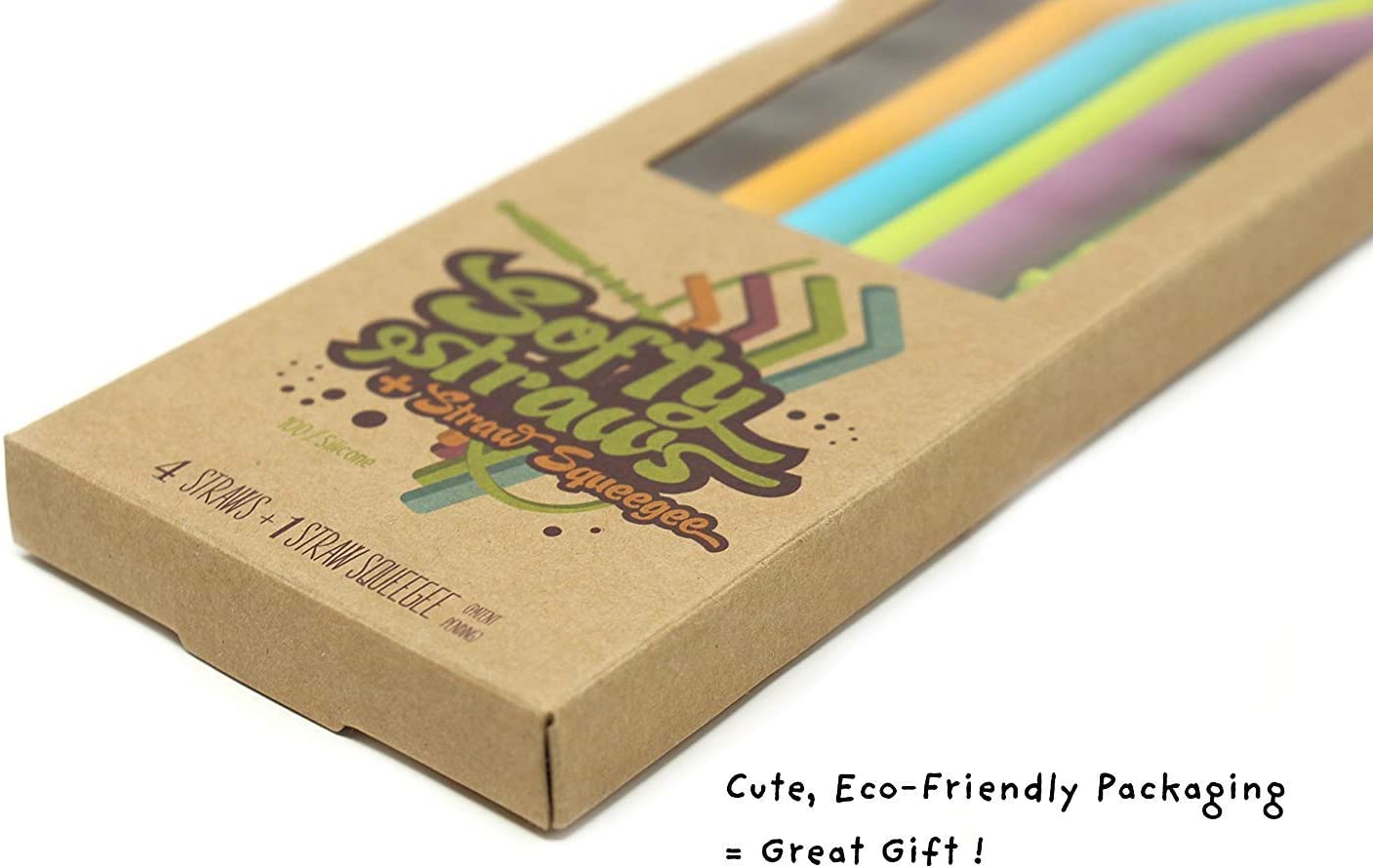 Softy Straws Premium Reusable Silicone Drinking Straws + Patented Straw