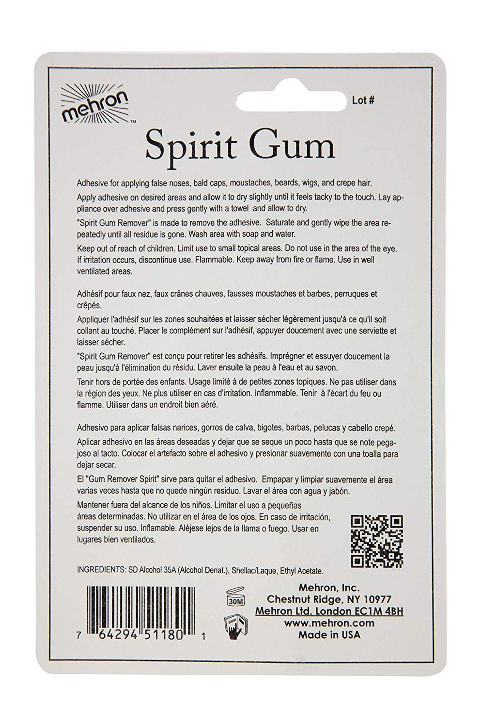 Mehron Makeup Spirit Gum (.125 oz)