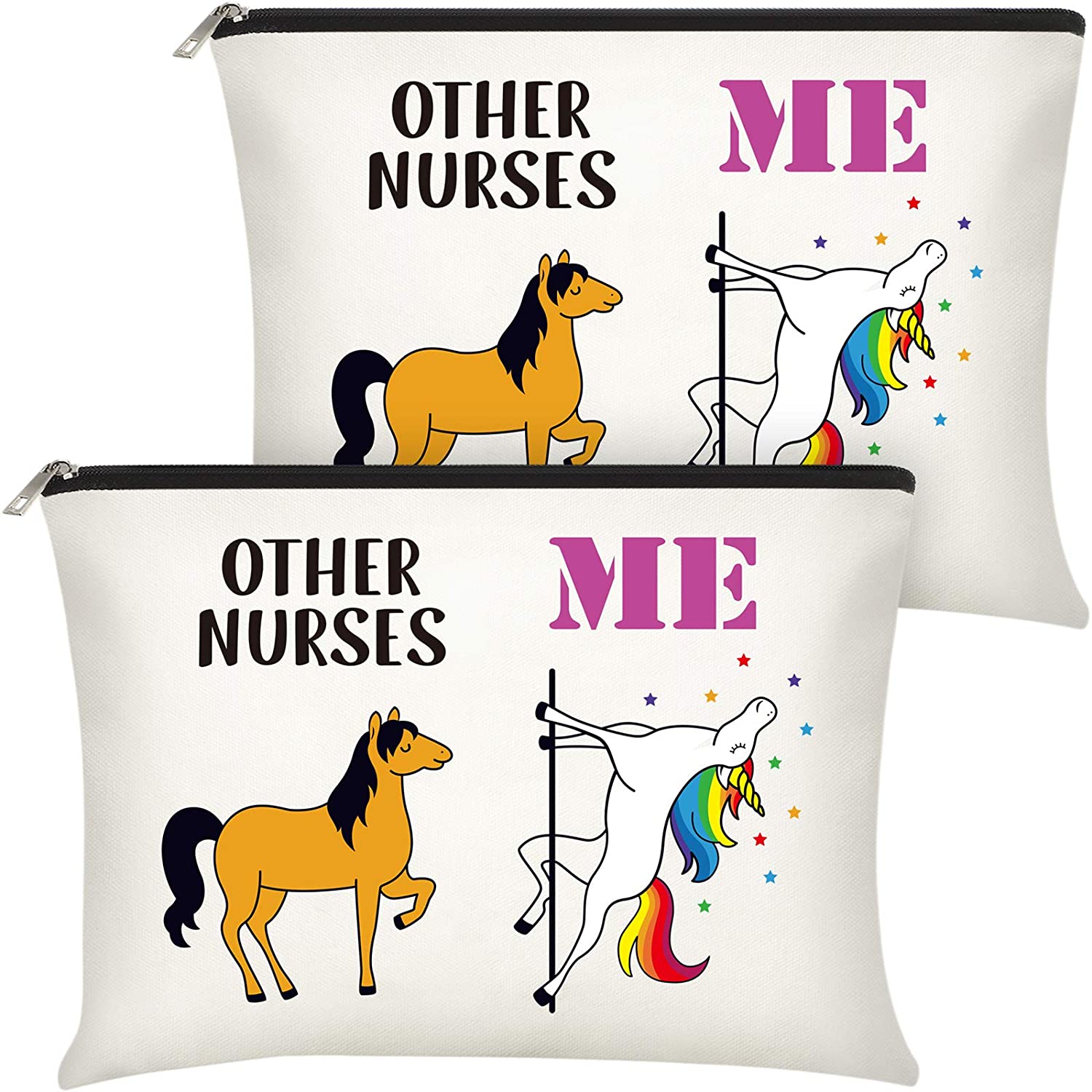 2 Pieces Nurse Makeup Bag Cosmetic Pouch with Zipper Christmas Gift for Nurse (Novel Style)