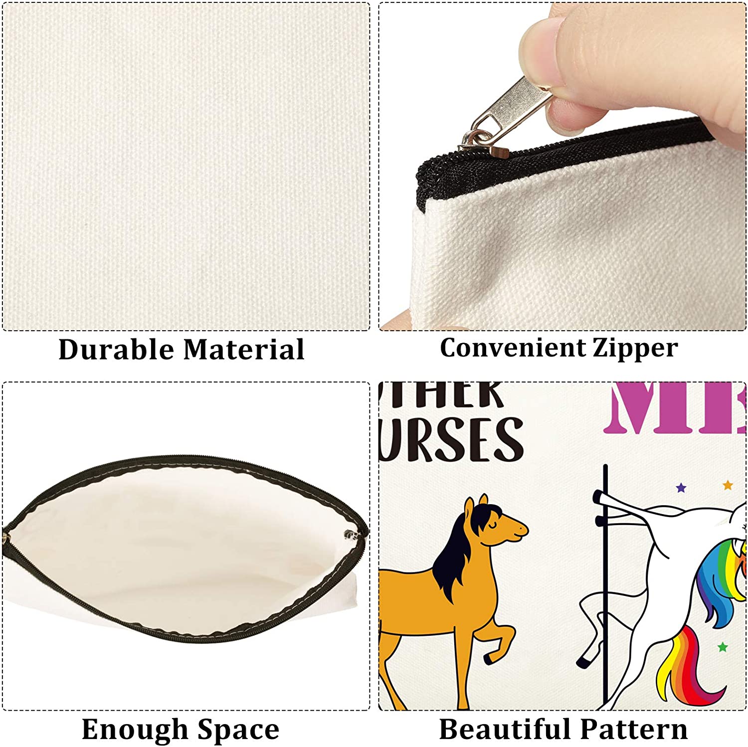 2 Pieces Nurse Makeup Bag Cosmetic Pouch with Zipper Christmas Gift for Nurse (Novel Style)