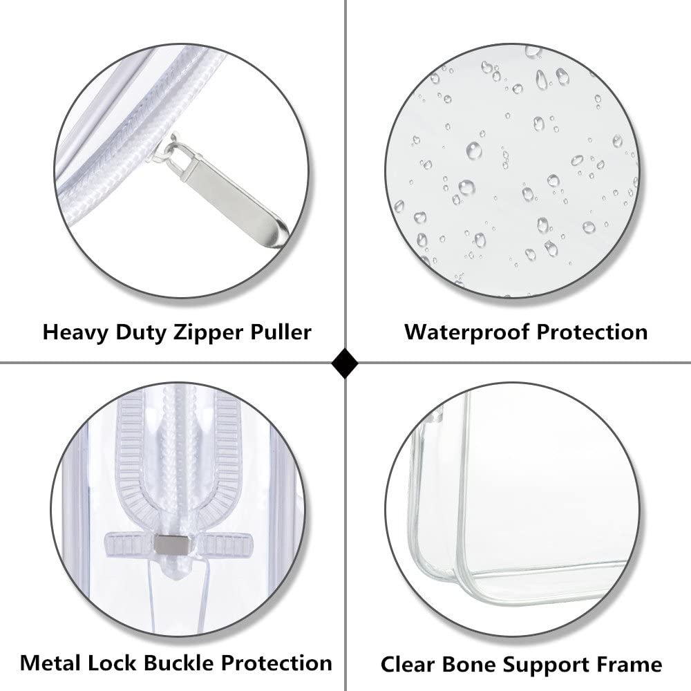 3pcs/pack Sariok Clear Toiletry Bag with Zipper TSA Approved Travel Cosmetic Bag PVC Make-up Pouch H