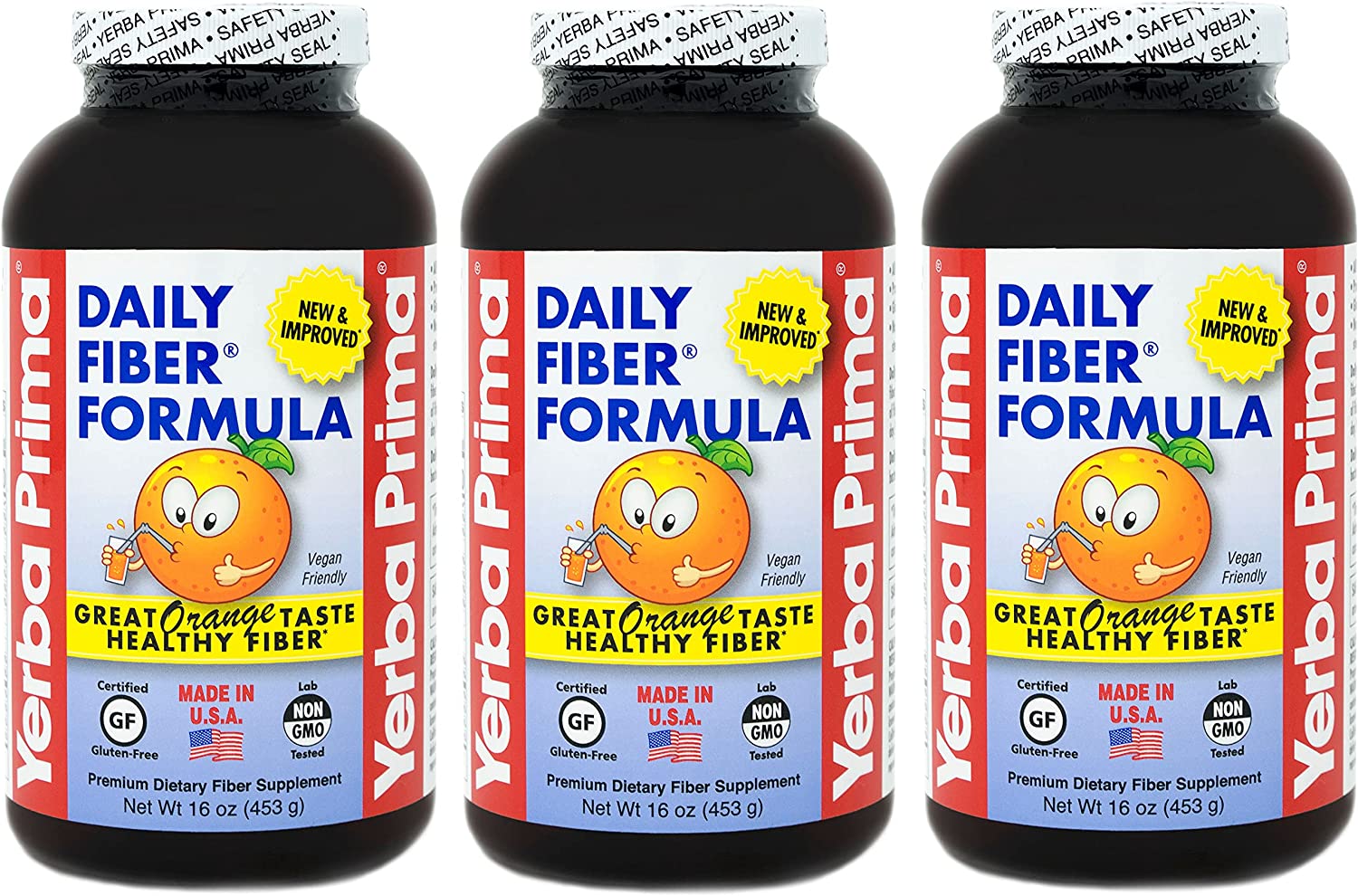 Yerba Prima Daily Fiber Formula 16 oz Powder (Pack of 3) - Great Tasting Premium Dietary Fiber Suppl
