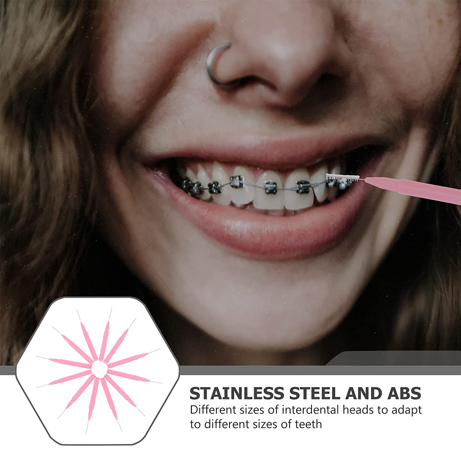 EXCEART 60 Pcs Interdental Brush Toothpick Wider Spaces Dental Picks Between Teeth Cleaner Deep Clea